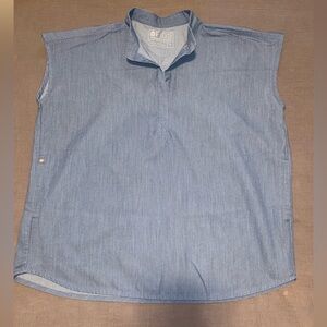 FIGS Rafaela Oversized Scrub Top in Heather Indigo